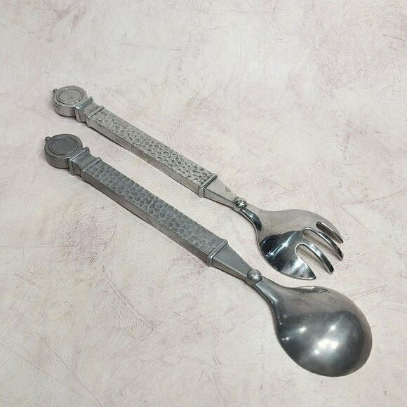 Southern Living At Home Conroy Salad Servers Set Hammered Handle - Picture 6 of 9